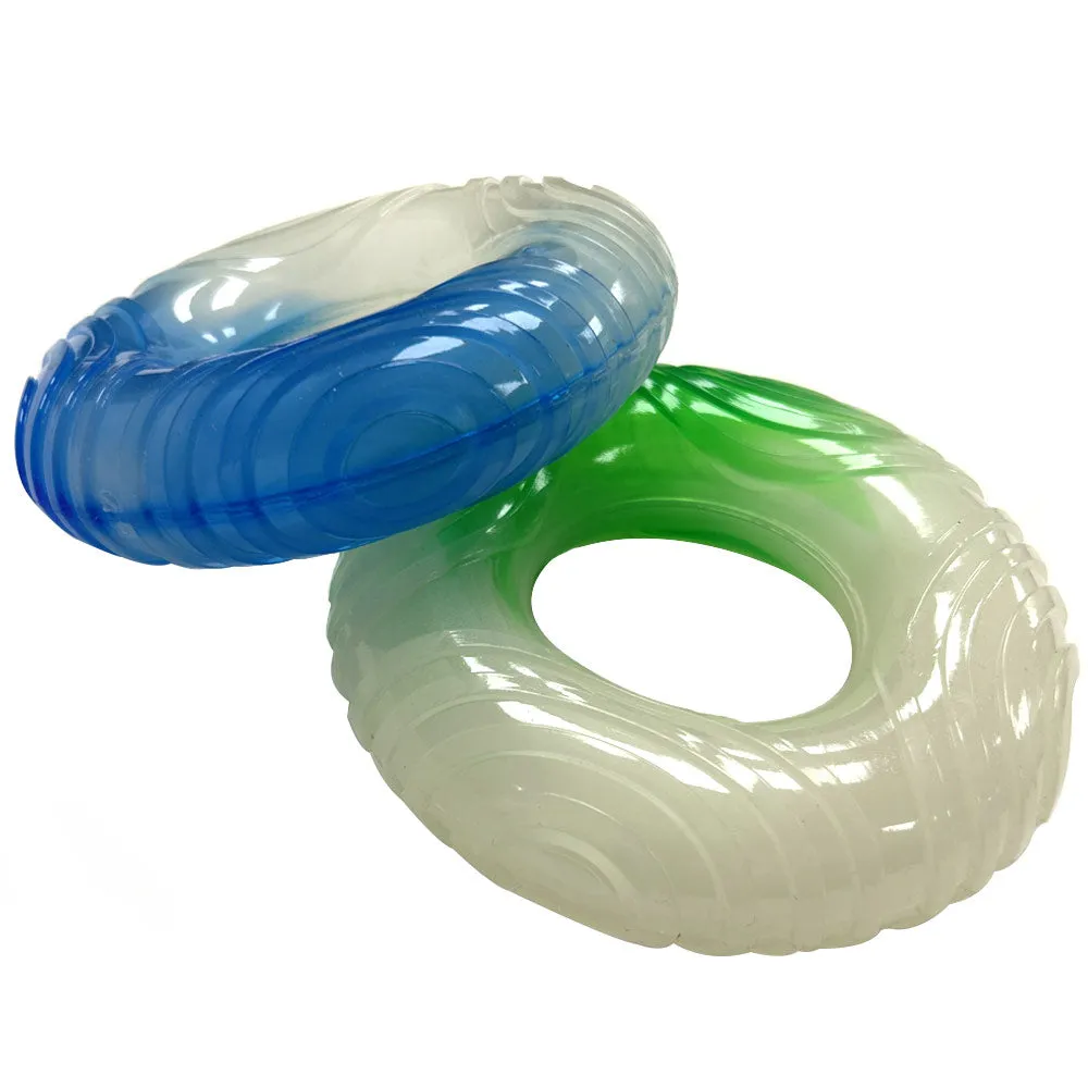 2 Dog Toys Donut Squeaky Chew Glow Dark Toy Aggressive Small Medium Large Fetch