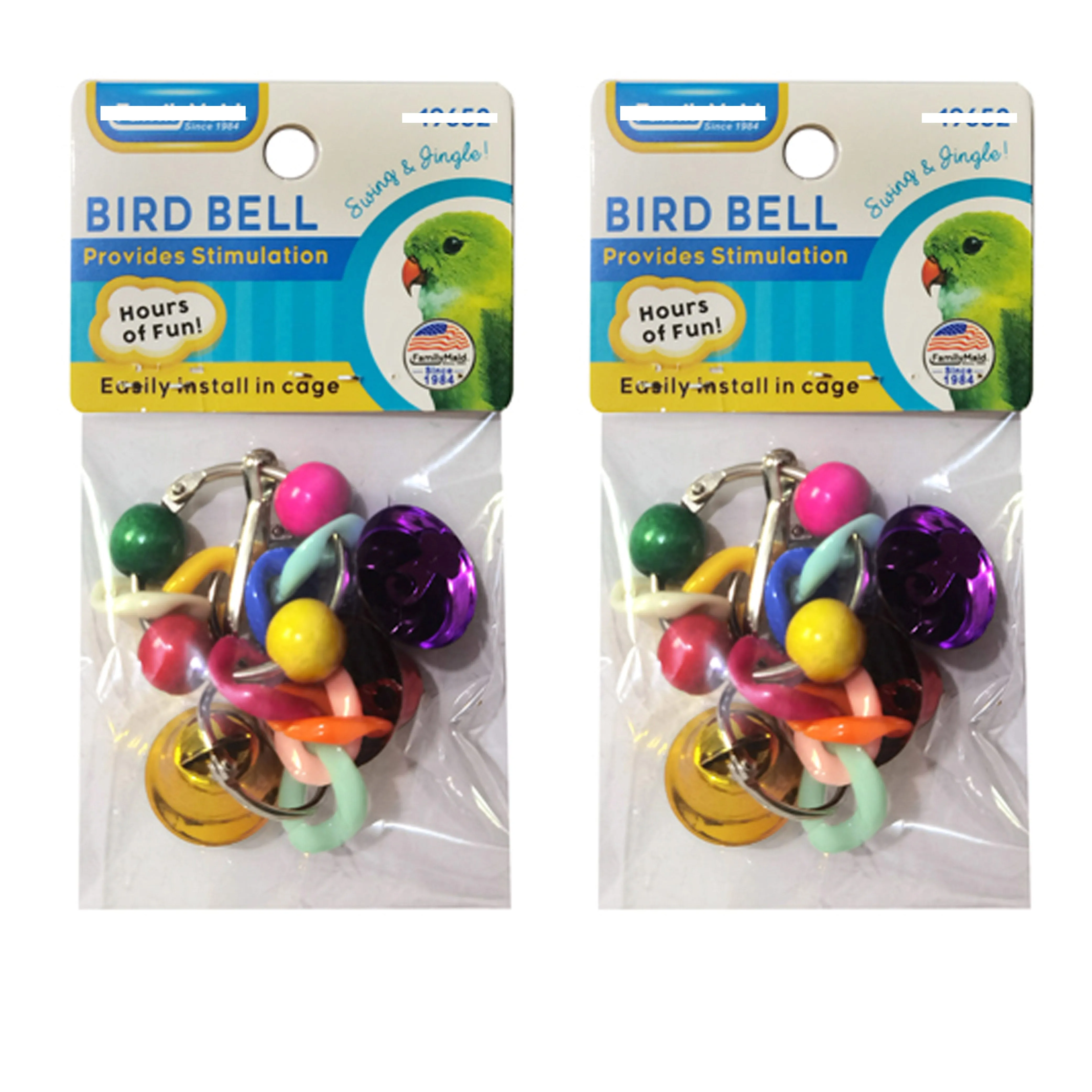 2 Pc Bird Bells Cage Accessories Hanging Swing Pet Parrot Chew Toys Colorful