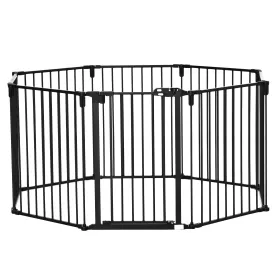 8 Section Folding Dog Safety Gate, Self-Locking & Locking System, Black