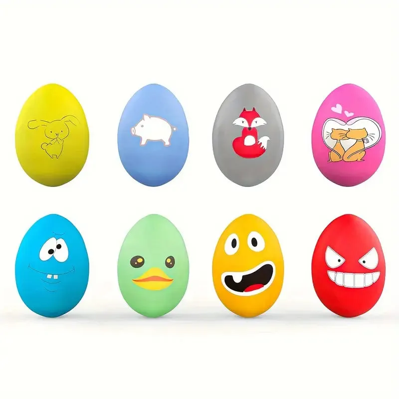 8PC SQUEAKY LATEX EMOJI DOG TOY SET