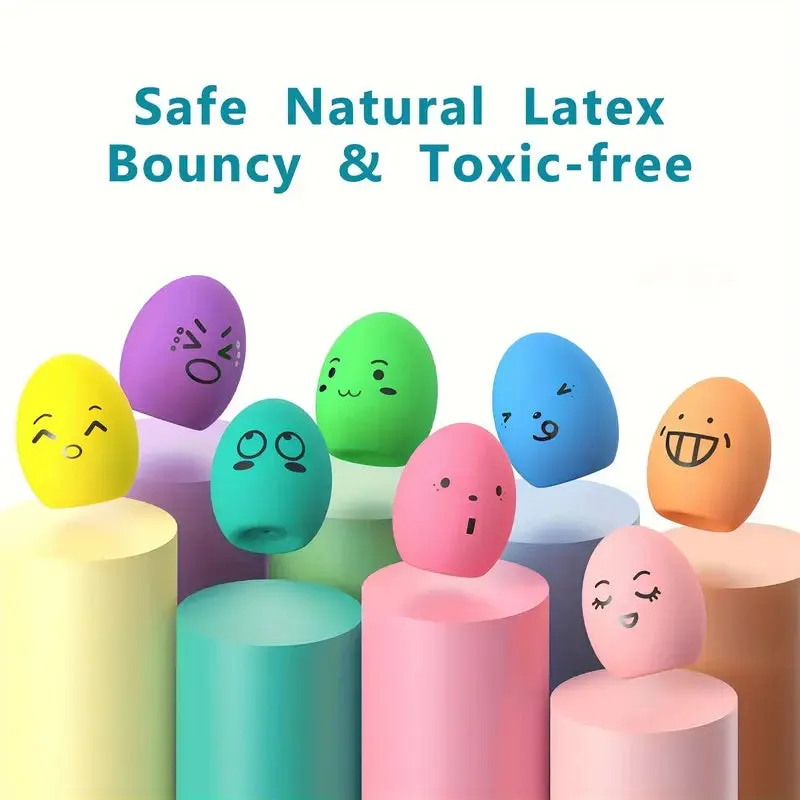 8PC SQUEAKY LATEX EMOJI DOG TOY SET
