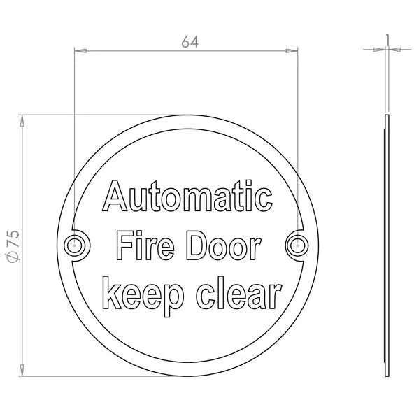 Automatic Fire Door Keep Clear Sign - 76mm - Polished Brass