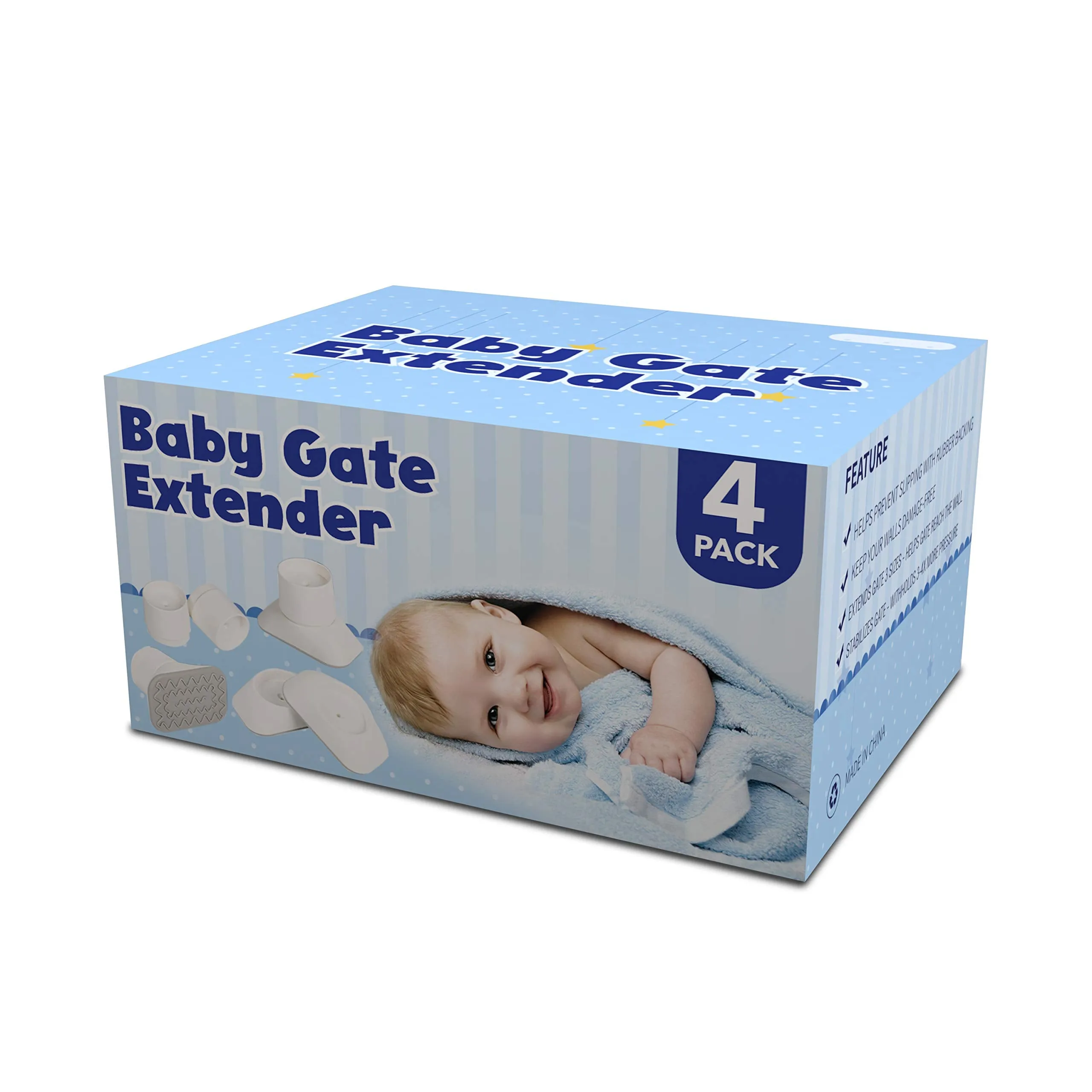 Baby Gate Extender Wall Protector - Pressure Mounted Gates Extension Kit Extends 1.1-3.5 inches Child Safety Gates and Protect Walls & Doorways from Pet & Dog Gates - Work on Stairs (White) White