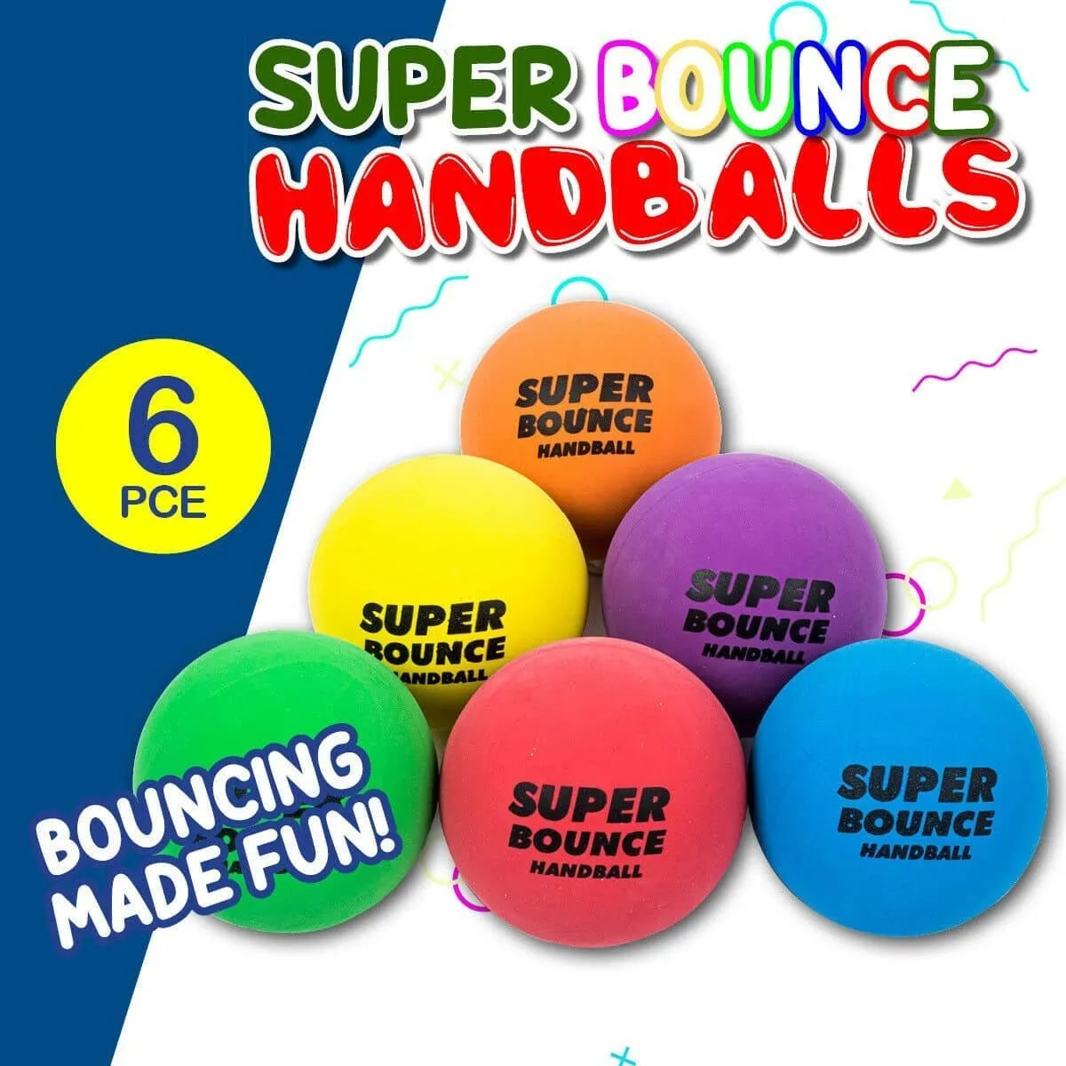 Bounce Hand Balls 6cm 6pk Party Favours