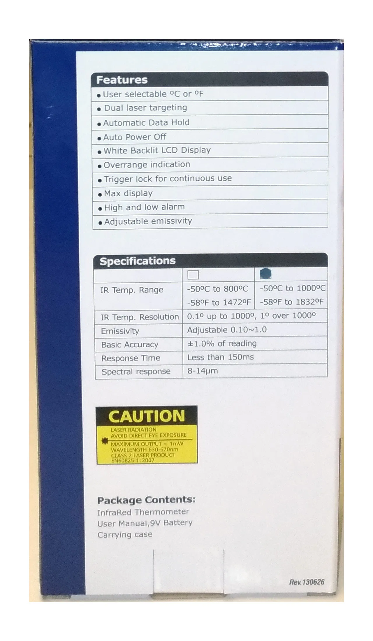 CEM DT-8865 Non-contact IR Thermometer Gun with Dual Laser up to 1832 Deg F, 1000 Deg C 30:1 D/S Ratio