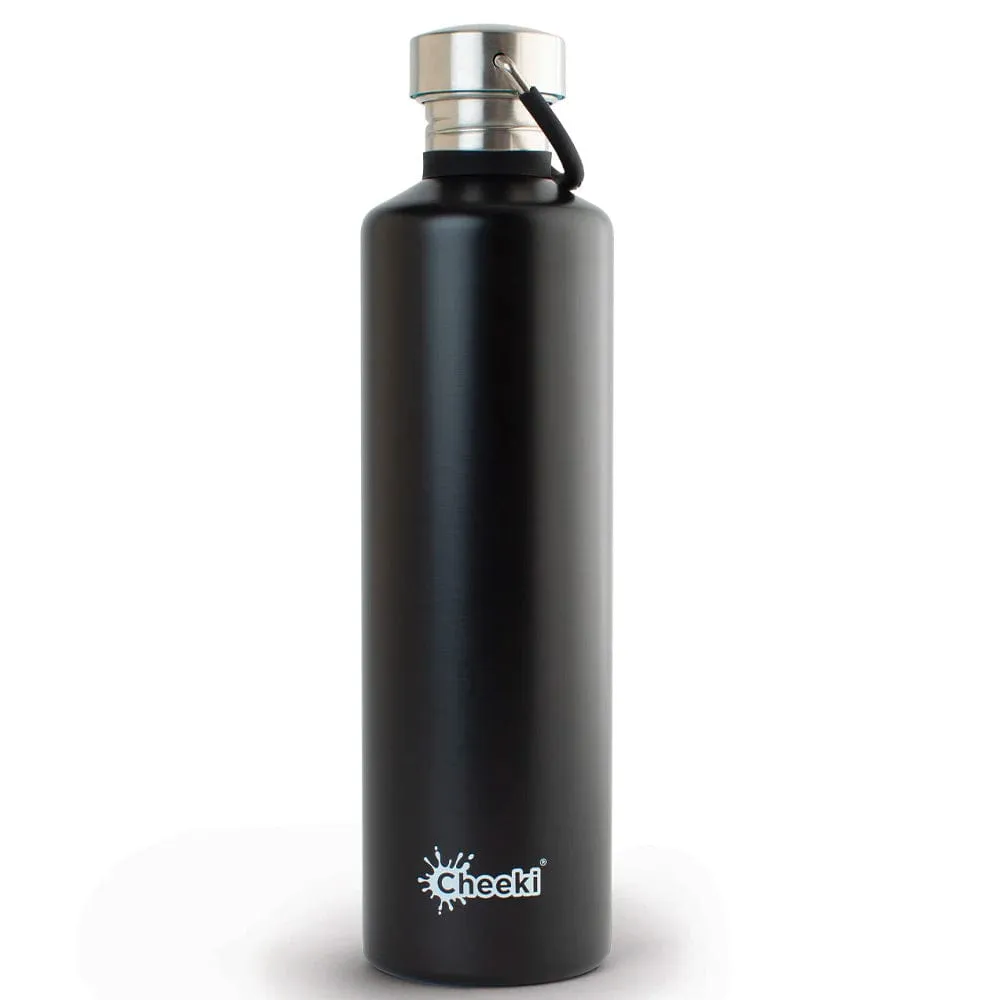 Cheeki 1 Litre Stainless Steel Water Bottle - Matte Black