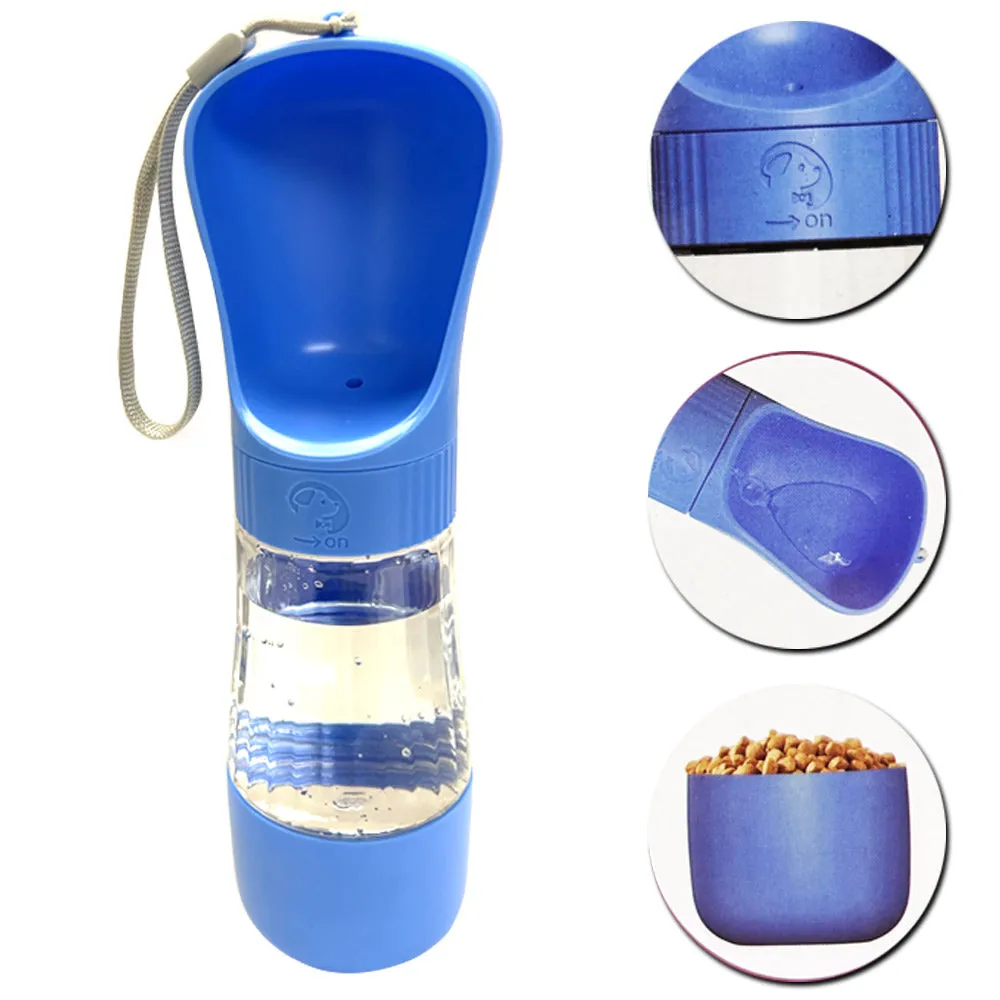 Dog Water Bottle Portable 10.8oz With Snack Container 5.7oz Bowl Portable Travel