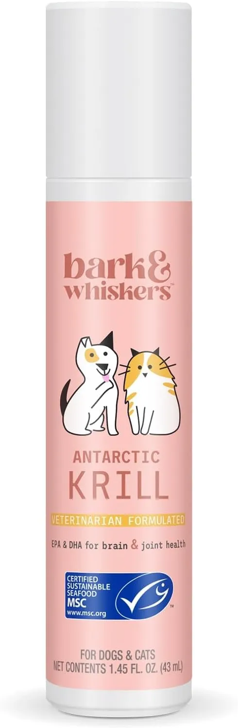 Dr. Mercola Antarctic Krill Oil Liquid Pump for Pets - 1.6 Fl Oz. 100 Mg - Rich in Omega-3-6 Fatty Acids and Astaxanthin - Supports Normal Brain and Nerve Function for Cats and Dogs