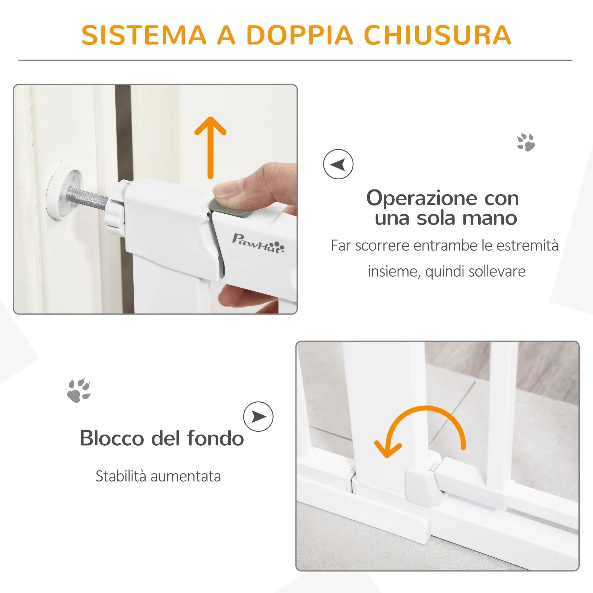 Extendable Dog Gate with Self-Closing Door, Metal and ABS, 75-131x76 cm, White