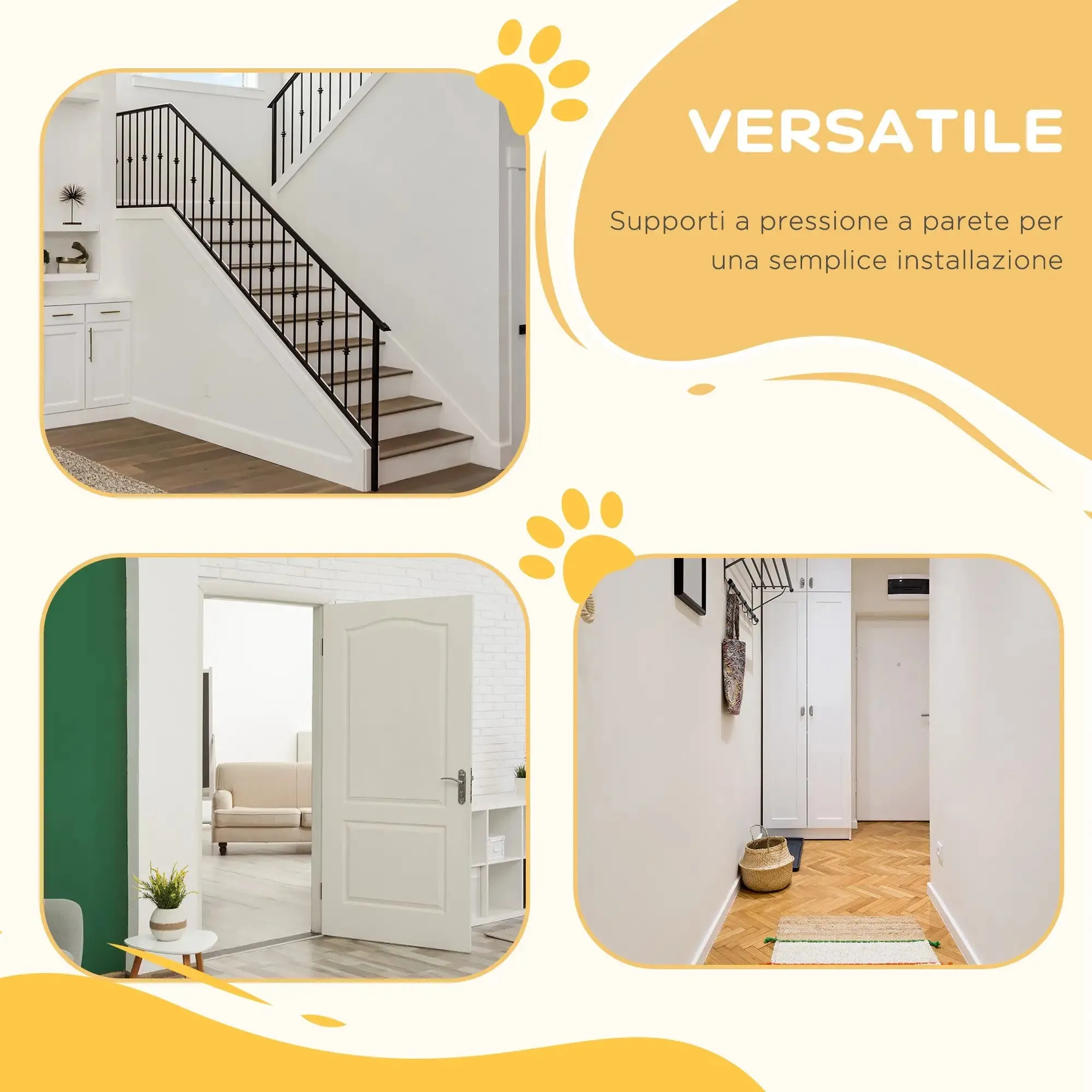 Extendable Dog Gate with Self-Closing Door, Metal and ABS, 75-131x76 cm, White