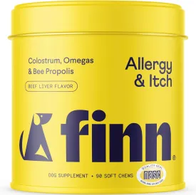 Finn Allergy & Itch for Dogs | Allergy, Itchy Skin & Immune Support w/Bee Propolis   Probiotics | 90 Soft Chews