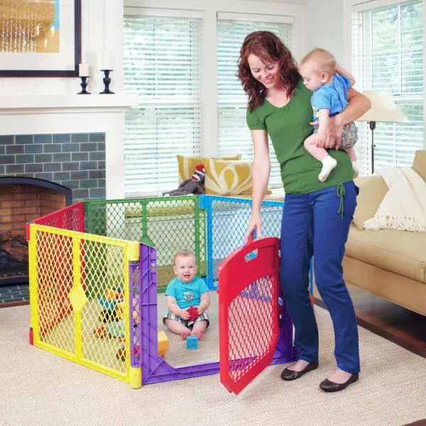Freestanding 6 Panel Playpen for Pets and Toddlers - North States Superyard Colorplay Ultimate