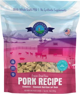 Freeze Dried Raw Dog Food (Pork Recipe), All Natural Food, 14 oz Bag, Freeze-Dried Dog Food, Made in USA with Organic Produce, High in Protein, Food Topper or Complete Meal