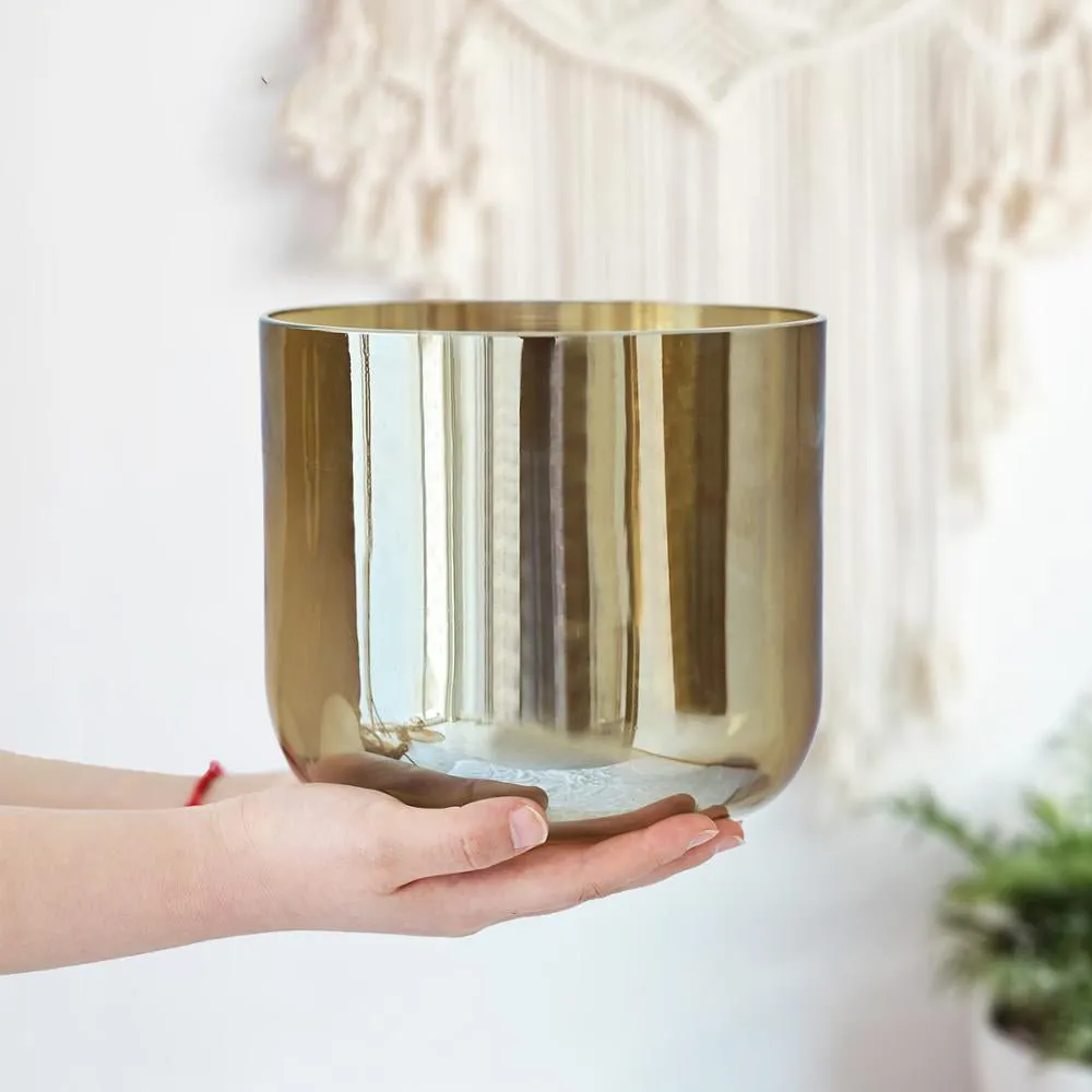 Golden Goddess 6 Inch Gold Crystal Singing Bowl for Meditation and Sound Healing