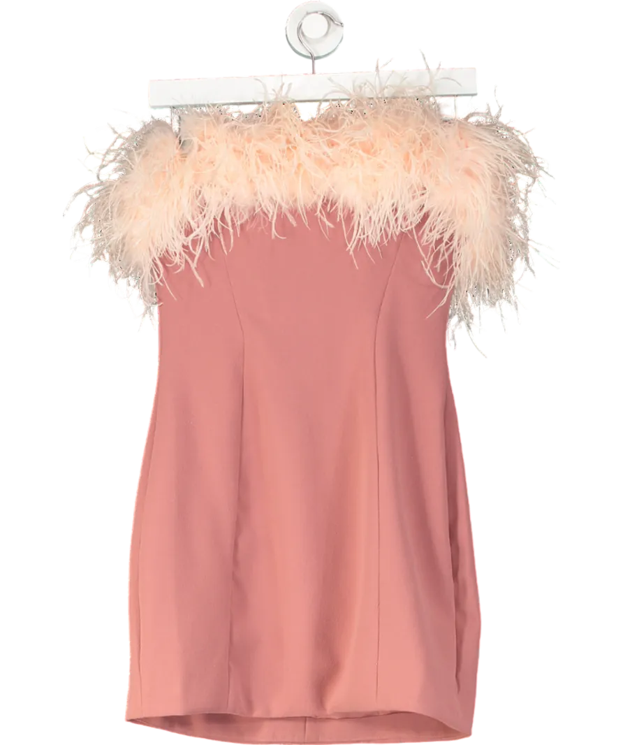 House of CB Pink Alexa Feather Mini Dress UK S
