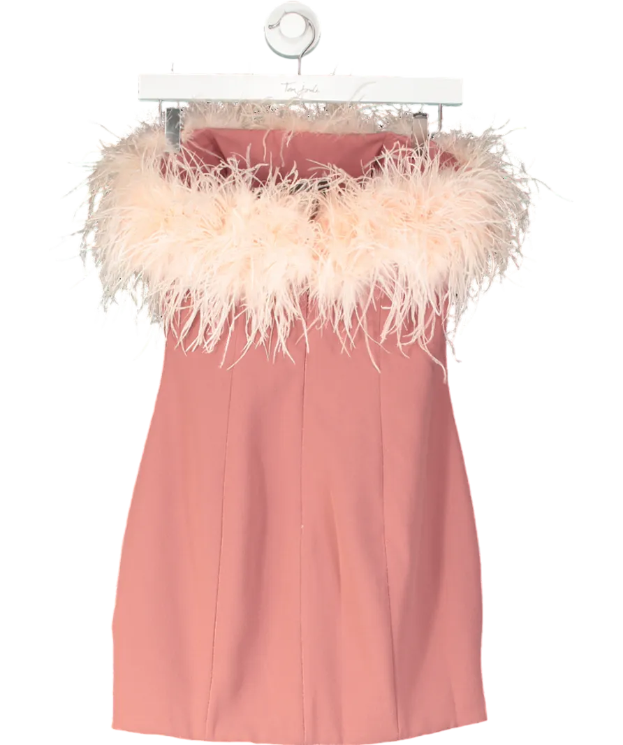House of CB Pink Alexa Feather Mini Dress UK S