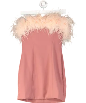 House of CB Pink Alexa Feather Mini Dress UK S