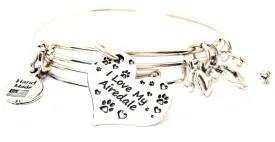 I Love My Airedale Heart Expandable Bangle Bracelet Set