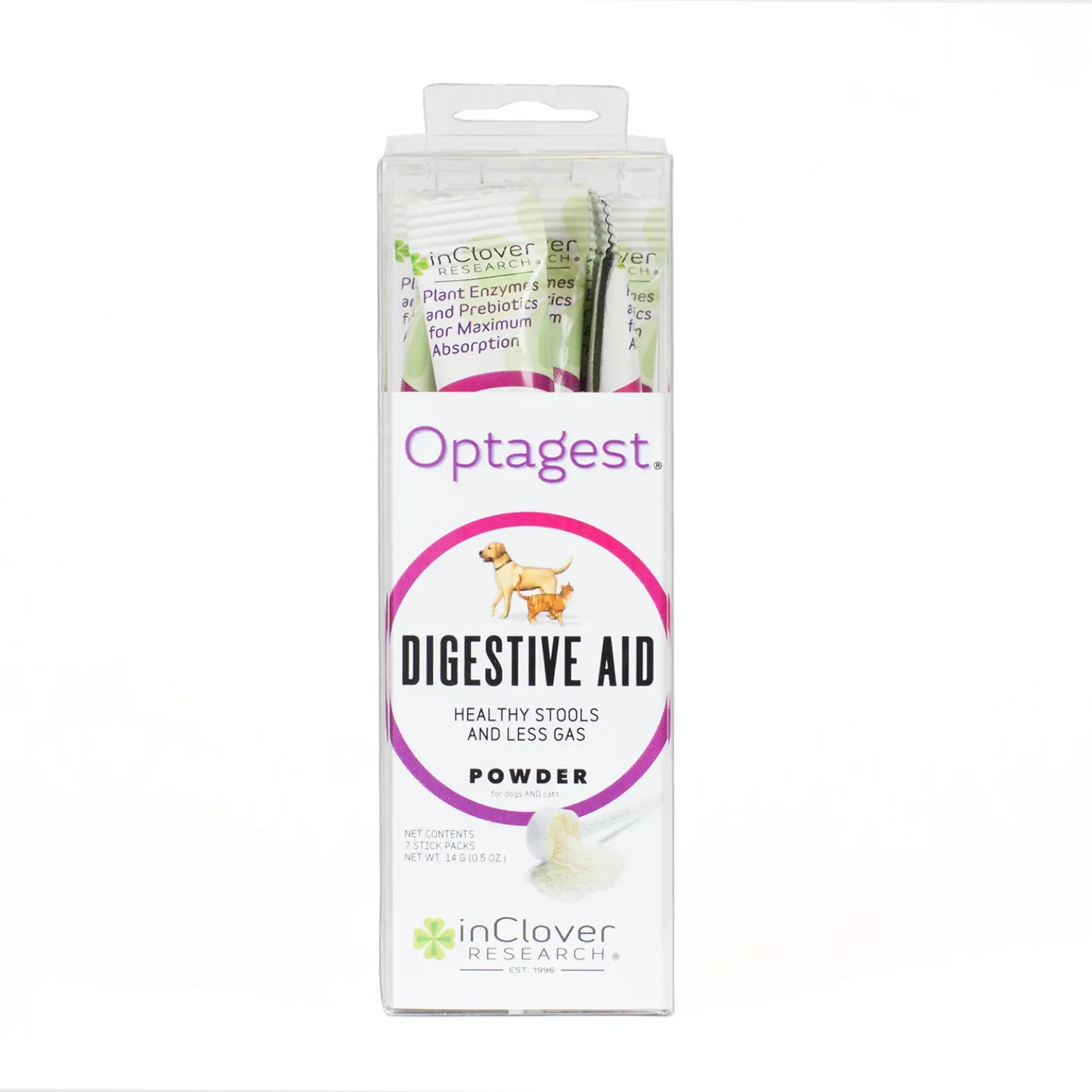 InClover Optagest Plant Based Prebiotics & Digestive Enzymes for Dogs & Cats, Travel Sticks