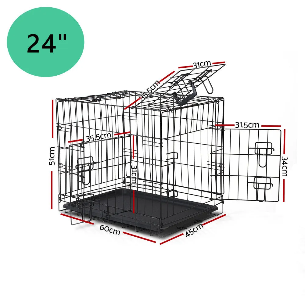i.Pet Dog Cage 24inch Pet Cage - Black