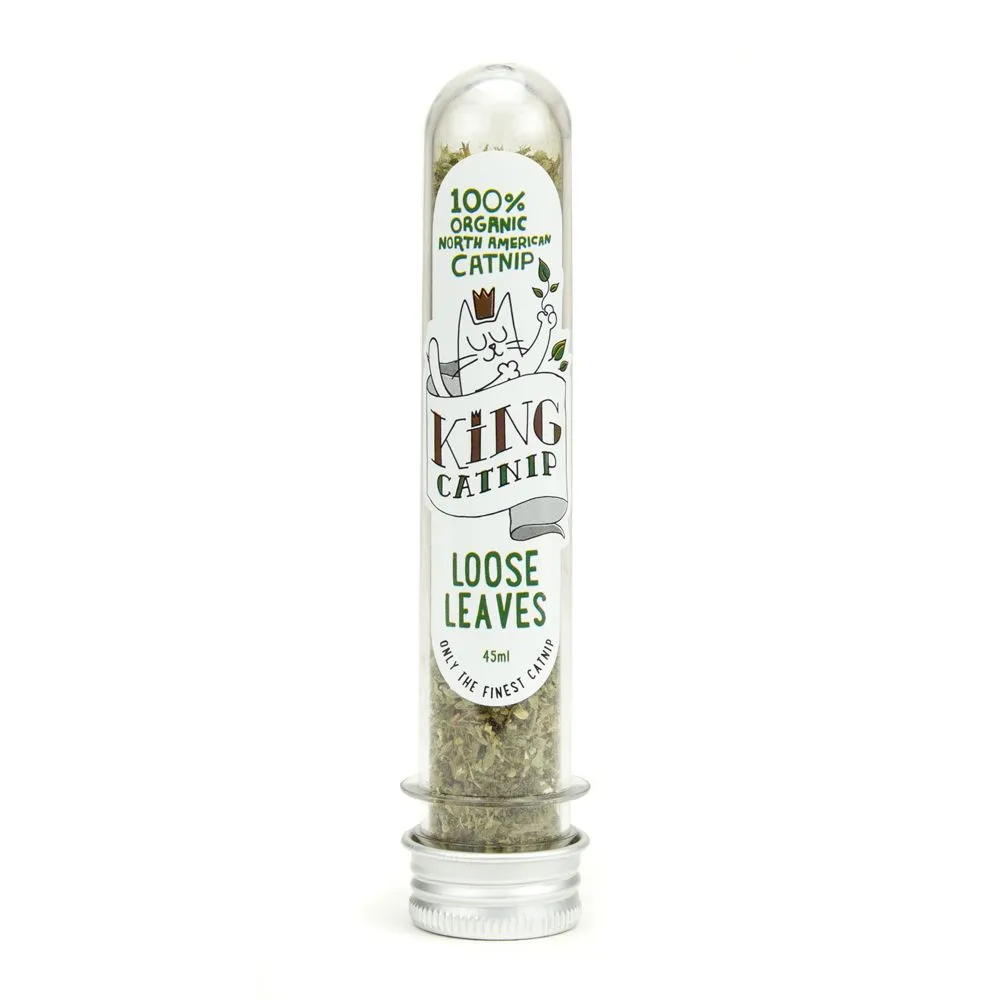 King Catnip Loose Organic Leaves Tube, 45 ml