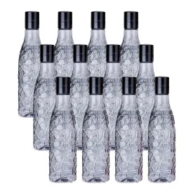 Kuber Industries BPA-Free Plastic Water Bottle|Leak Proof, Firm Grip, 100% Food Grade Plastic Bottles|For Home, Office, & Gym|Unbreakable, Freezer Proof, Fridge Water Bottle|Set Of 6|Black (Pack Of 2)
