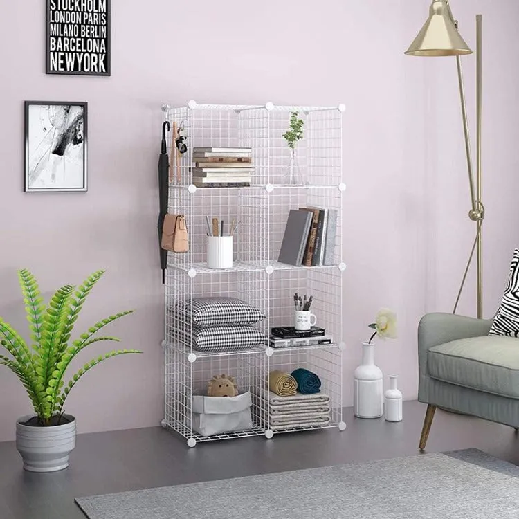 Metal Grid Cube Organizer | White