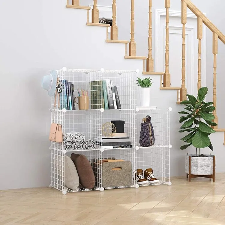Metal Grid Cube Organizer | White