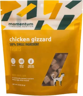 Momentum Carnivore Nutrition Freeze-Dried Chicken Gizzard Cat Treats  Single-Ingredient, All-Natural, Grain-Free Treats  1.9 oz Bag