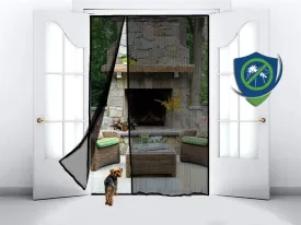 New Bug OFF MAGNETIC SCREEN DOOR for French Door, Sliding Patio Door, Double Door - Covers the ENTIRE Door Frame - Offset to One Side to Perfectly Match Your Door Opening - Black
