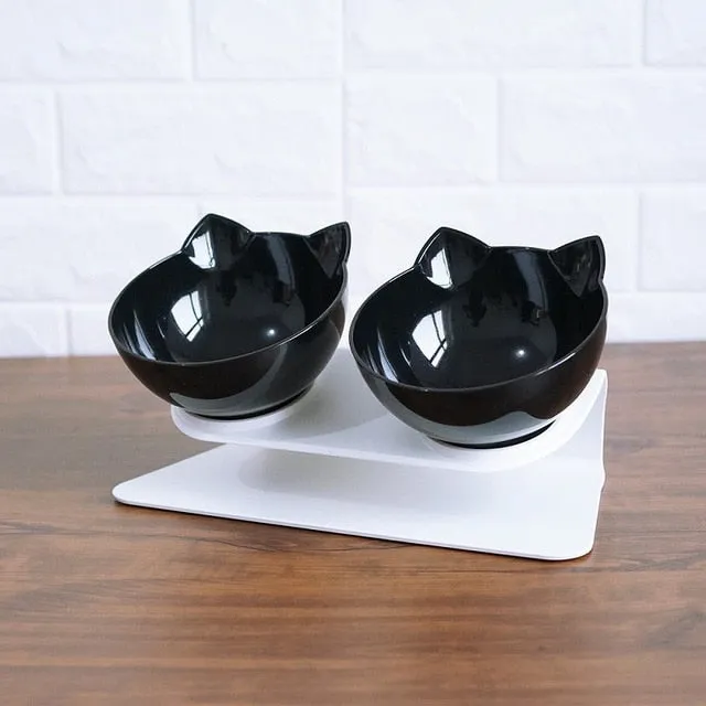 Non-slip Cat Bowls Double Bowls With Raised Stand Pet Food And Water Bowls