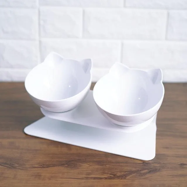 Non-slip Cat Bowls Double Bowls With Raised Stand Pet Food And Water Bowls
