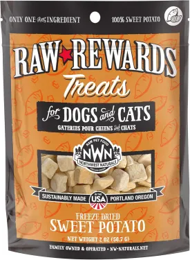 Northwest Naturals Raw Rewards Freeze-Dried Sweet Potato Treats for Dogs and Cats - Bite-Sized Pieces - Healthy, 1 Ingredient, Human Grade Ingredients, All Natural - 2 Oz