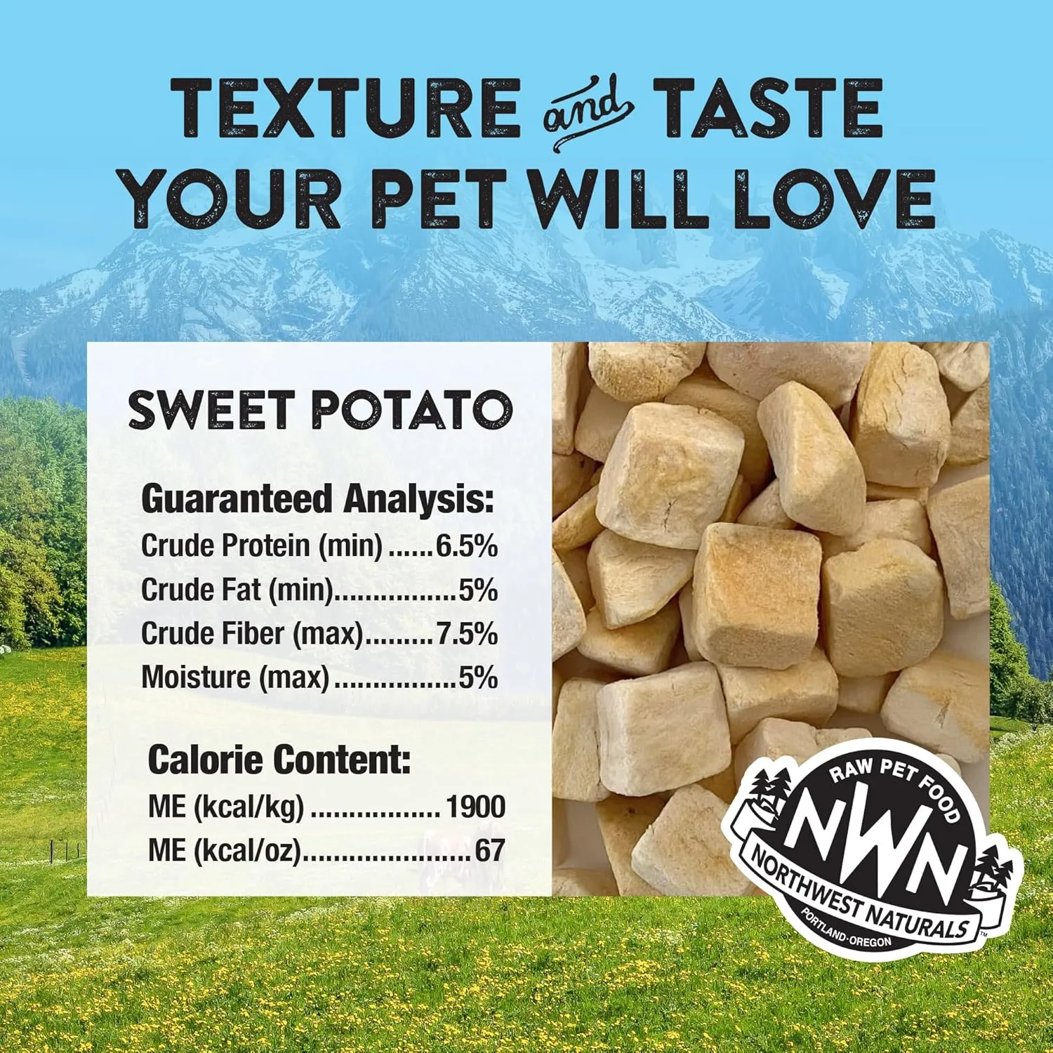 Northwest Naturals Raw Rewards Freeze-Dried Sweet Potato Treats for Dogs and Cats - Bite-Sized Pieces - Healthy, 1 Ingredient, Human Grade Ingredients, All Natural - 2 Oz