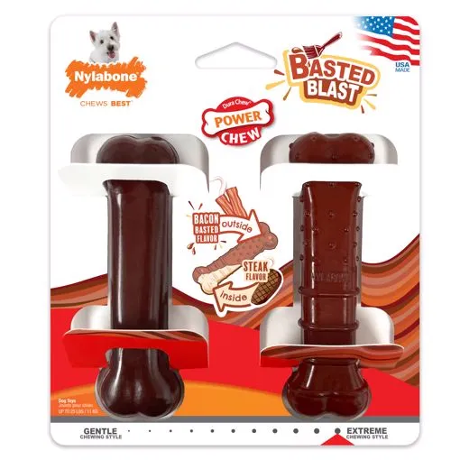 Nylabone 2 PK. POWER CHEW BASTED BLAST DUAL FLAVORED