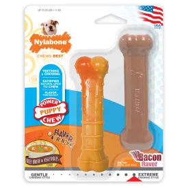 Nylabone Puppy Power Chew Textured Bone Chew Toy Twin Pack