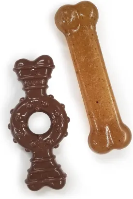 Nylabone Ring Bone Chew Toy for Puppies, Puppy Teething Toys, Chicken Flavor, Chicken Flavor, X-Small - Up to 15 lbs, 2 Pack