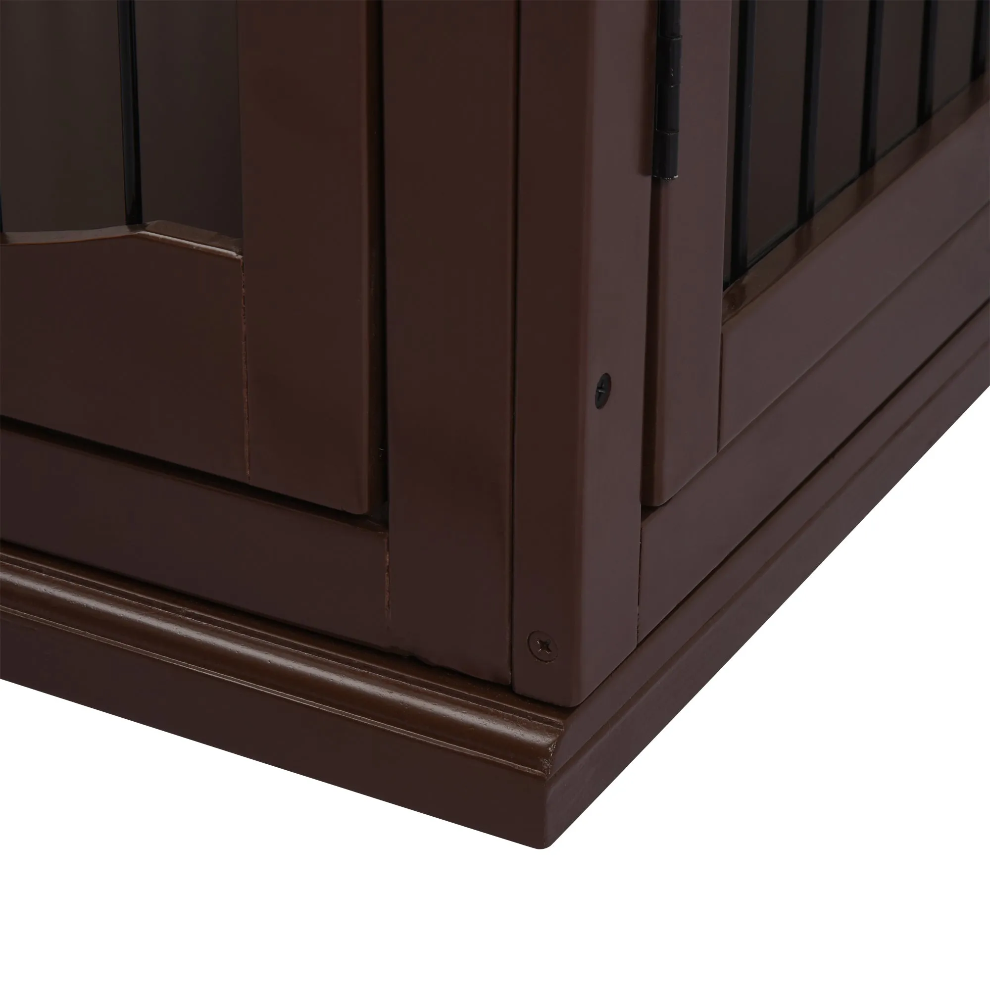 PawHut Dog Crate Furniture, Puppy Crate End Table, Pet Kennel House with 2 Doors for Medium and Small Dogs, 81 x 58.5 x 66 cm, Brown