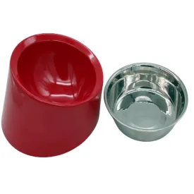Peetara Slant Designer Melamine Bowl for Dogs and Cats (Red)