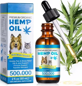 Pet Oil for Dogs and Cats Anxiety Stress Pain Relief Joint Hip rthritis Sleep Aid Calming Oil Drop Improves Skin & Coat, Natural Extract Treats Dog Calming Oil 60ML