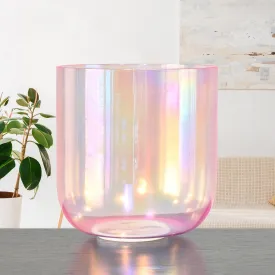 Pink 6 Inch Clear Quartz Crystal Singing Bowl with Cosmic Light for Sound Healing