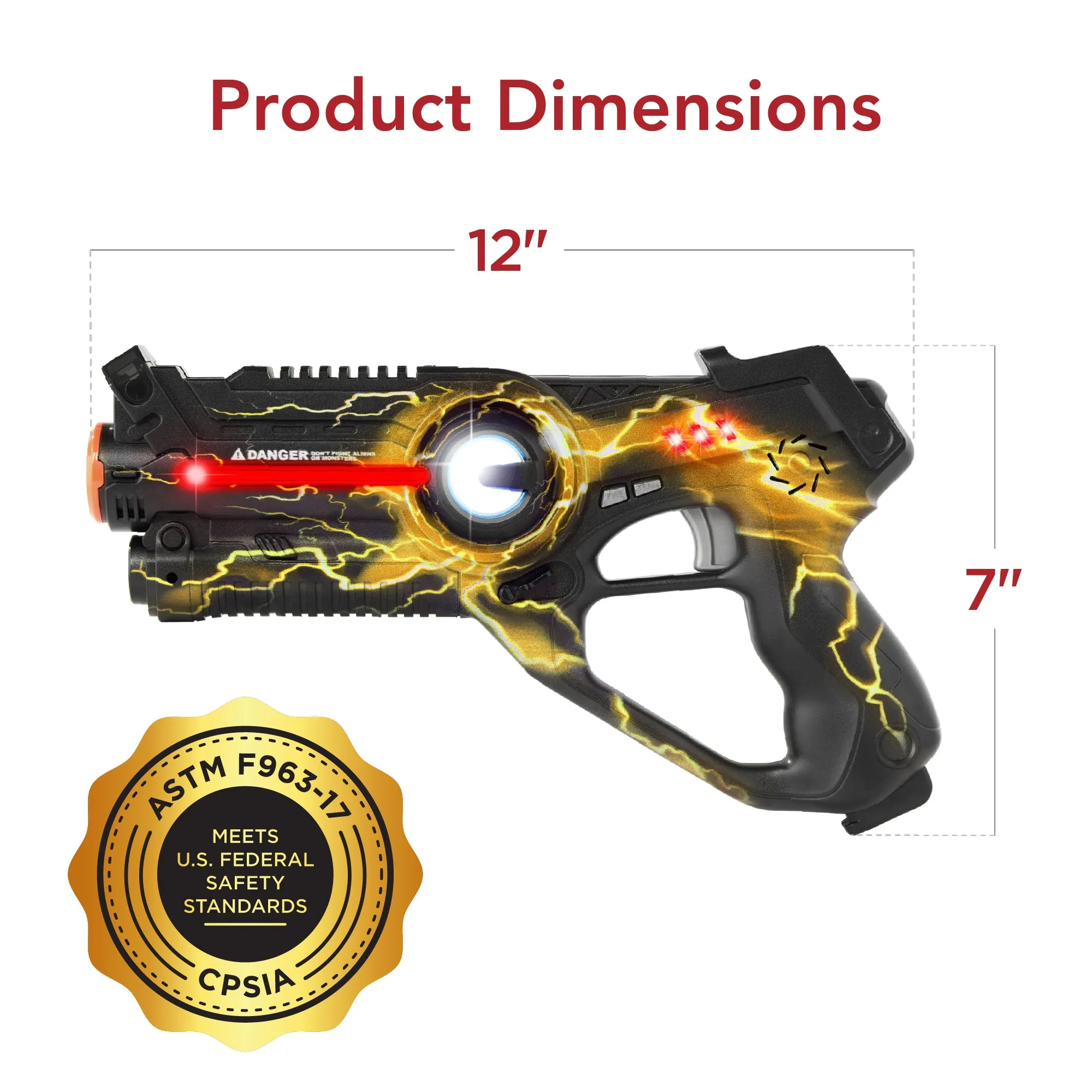 Set of 4 Infrared Laser Tag Blasters for Kids & Adults w/ 4 Settings