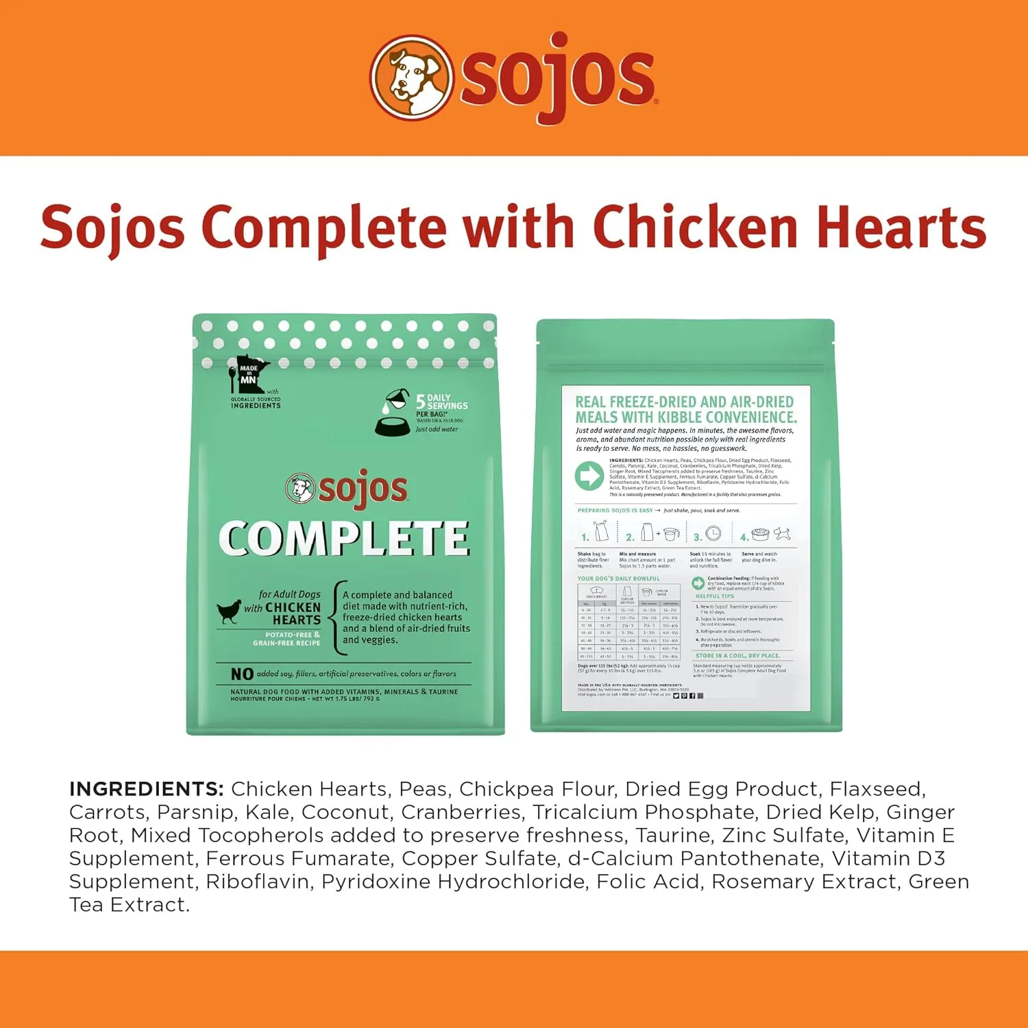 Sojos Complete Chicken Recipe Dehydrated Dog Food, 1.75 lb