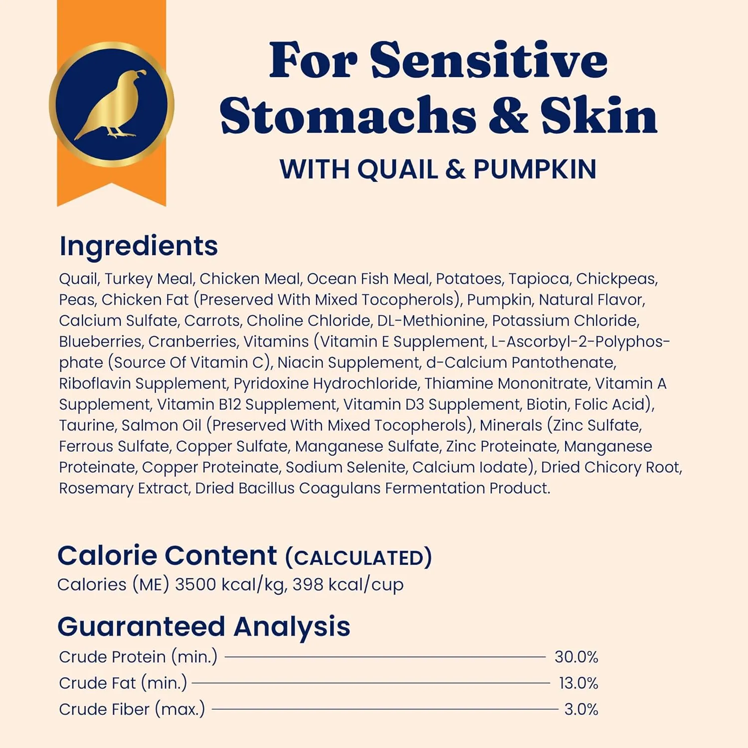 Solid Gold Sensitive Stomach Dry Cat Food - Made with Real Quail & Pumpkin - Winged Tiger Grain Free Cat Food Sensitive Stomach for Adult & Senior Cats - Supports Immune & Digestive Health - 6lb