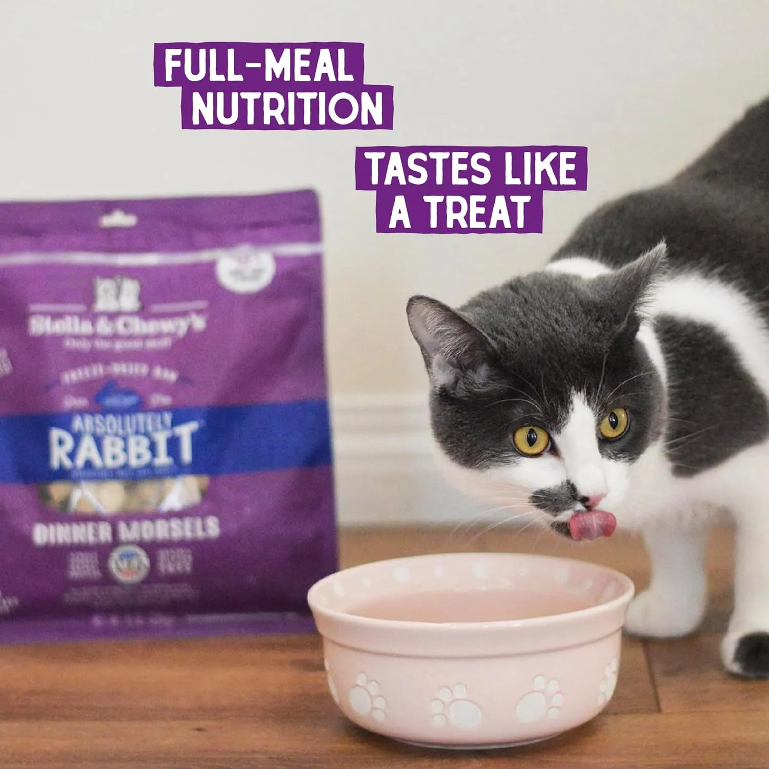Stella & Chewy's Freeze-Dried Raw Cat Dinner Morsels - Premium Rabbit Recipe with 98% Responsibly-Sourced Meat & Organs - Natural Grain-Free Cat & Kitten Food - Made in USA - 3.5 oz