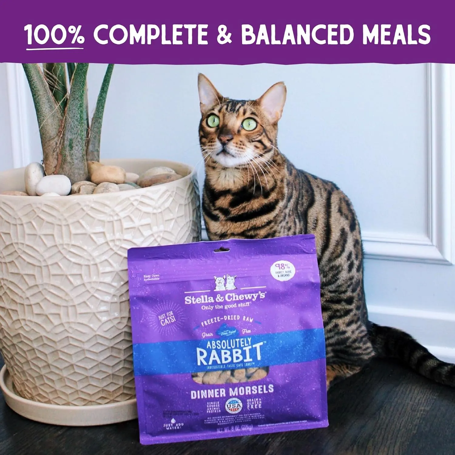 Stella & Chewy's Freeze-Dried Raw Cat Dinner Morsels - Premium Rabbit Recipe with 98% Responsibly-Sourced Meat & Organs - Natural Grain-Free Cat & Kitten Food - Made in USA - 3.5 oz