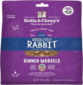 Stella & Chewy's Freeze-Dried Raw Cat Dinner Morsels - Premium Rabbit Recipe with 98% Responsibly-Sourced Meat & Organs - Natural Grain-Free Cat & Kitten Food - Made in USA - 3.5 oz