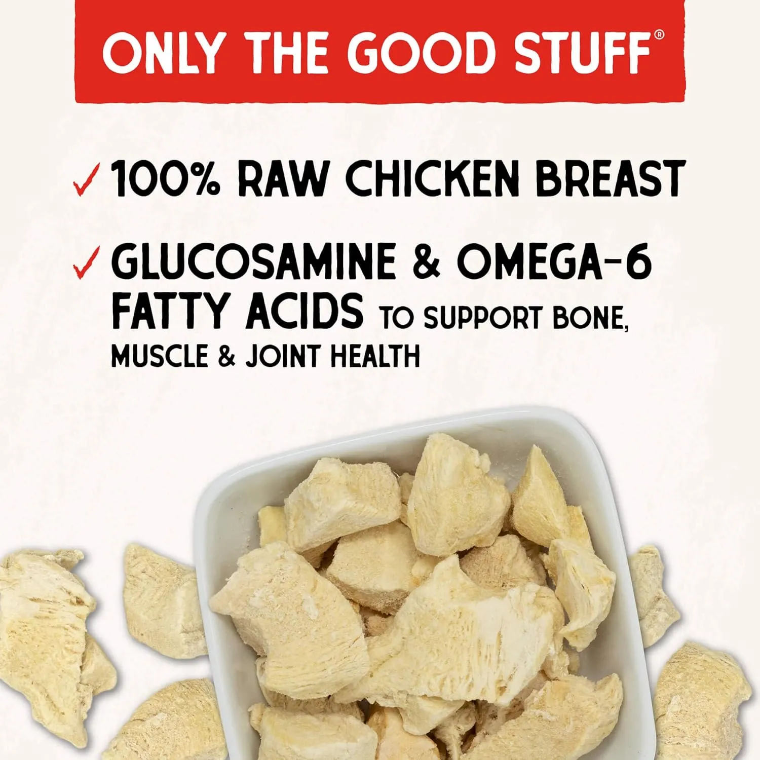 Stella & Chewy's Freeze-Dried Raw Chicken Breast Dog Treats - Single Ingredient, No Additives - Premium Training Treats - Perfect For Picky Eaters - 2.75oz Bag