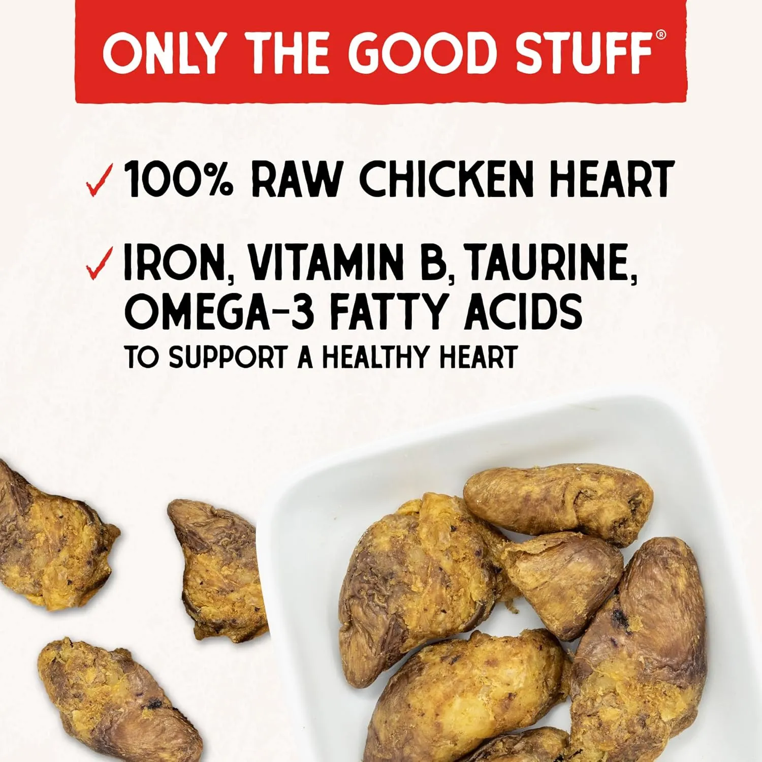Stella & Chewy's Freeze-Dried Raw Chicken Heart Dog Treats - Single Ingredient, No Additives - Premium Training Treats - Perfect For Picky Eaters - 3oz Bag