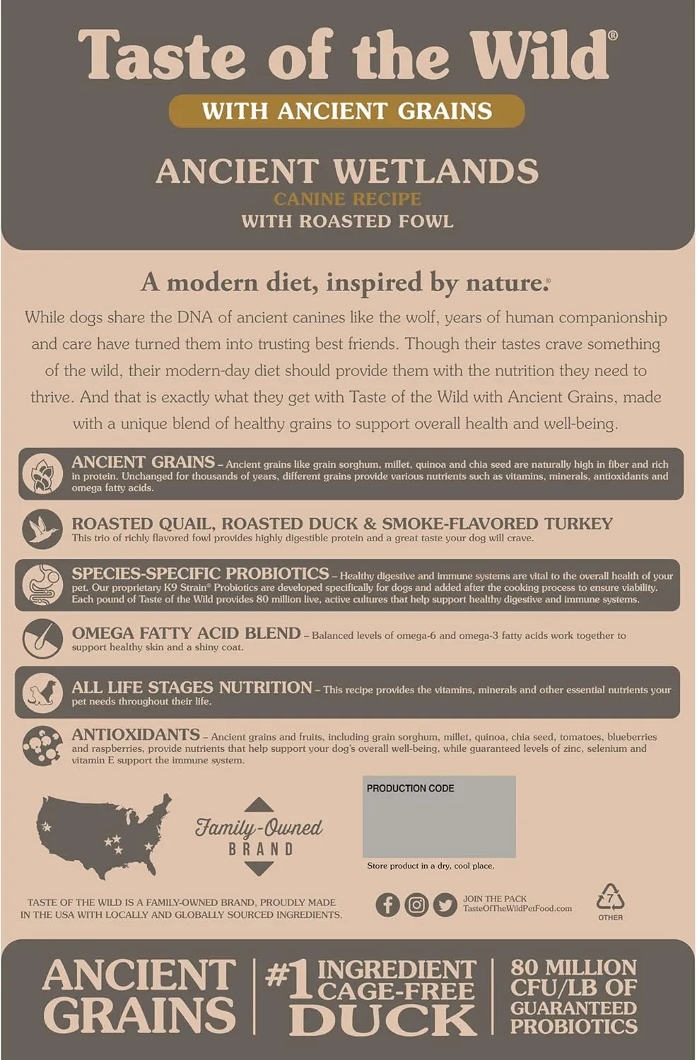 Taste of the Wild Ancient Wetlands Canine Recipe with Roasted Fowl and Ancient Grains 28lb